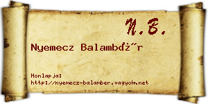 Nyemecz Balambér névjegykártya